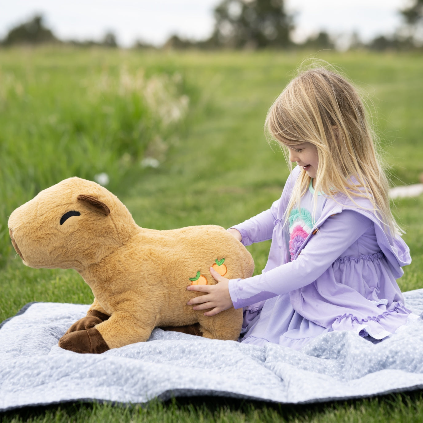 Capybara with Three Baby Plush Toys, 20 Inches