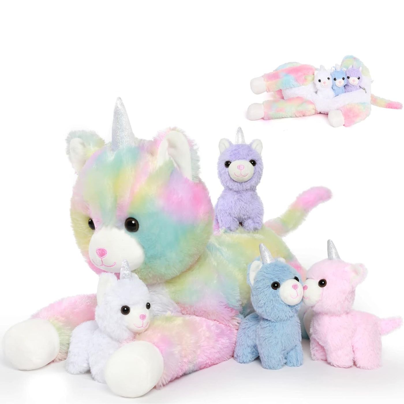 Einhorn-Katzen-Plüschspielzeug-Set, 22 Zoll