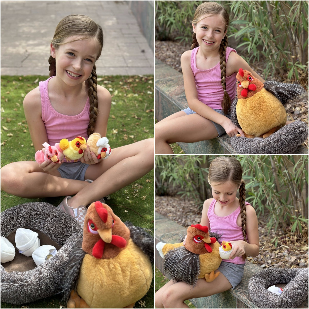 Chicken Plush Toys Farm Stuffed Animals, 16.5 Inches