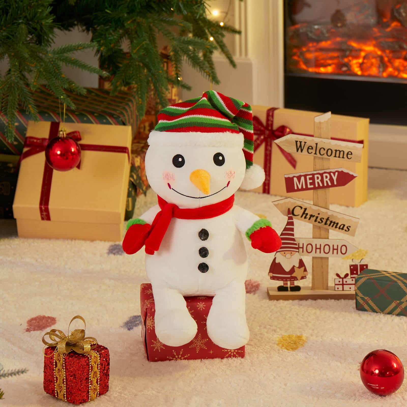 Snowman Plush Toys Christmas Plush Pillow, 14.2 Inches