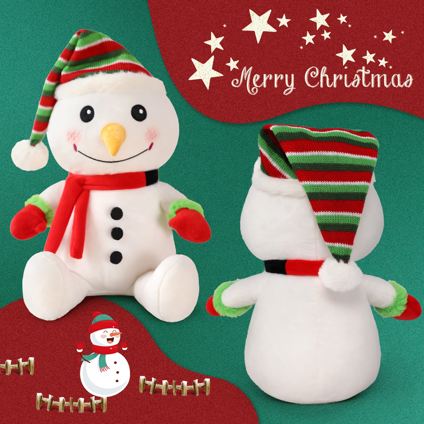 MorisMos Plush Toys - Snowman Plush Toys Christmas Plush Pillow, 14.2 Inches - Cute Cartoon Cushion Pillows - Free Shipping