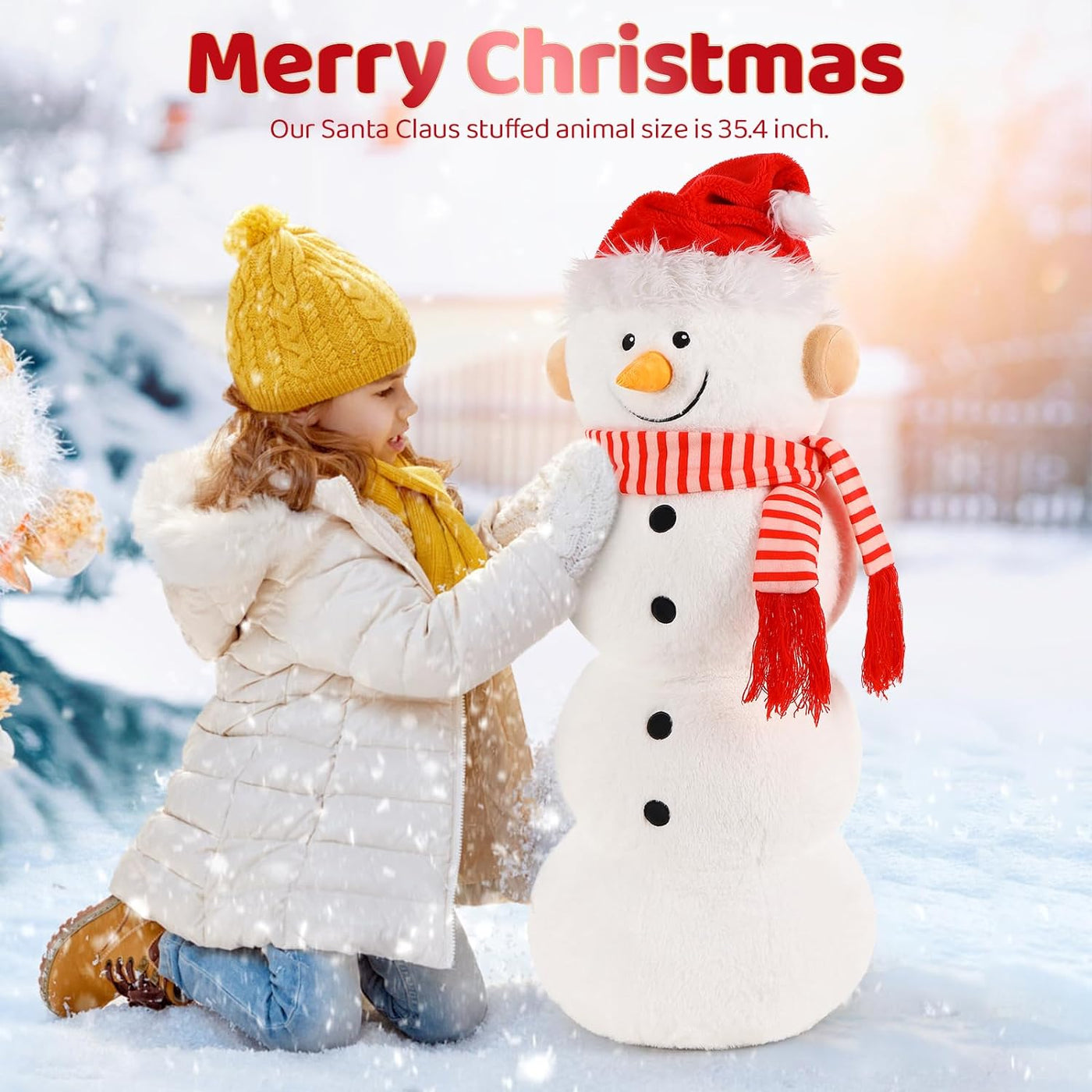 Christmas Snowman Plush Toy, 35.4 Inches