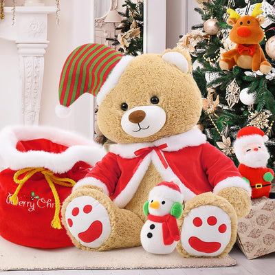 Christmas Teddy Bear Stuffed Toy Set, 24.4 Inches