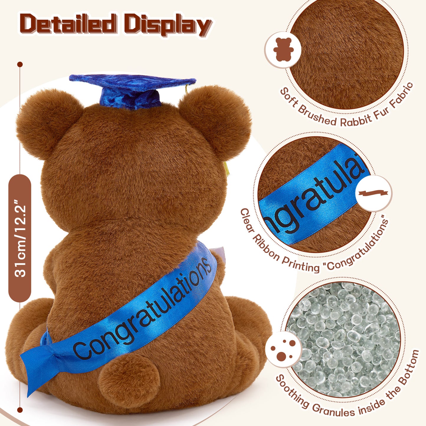 Graduation Teddy Bear Plush Toys - Light Brown Teddy Bear Stuffed Animals for 2025 Graduates - Graduation Gift for Class of 2025 - Graduation Teddy Bear with Bachelor Hat and Diploma - Bulk Graduation Teddy Bear Plush - Class 2025 Graduation Decorations 