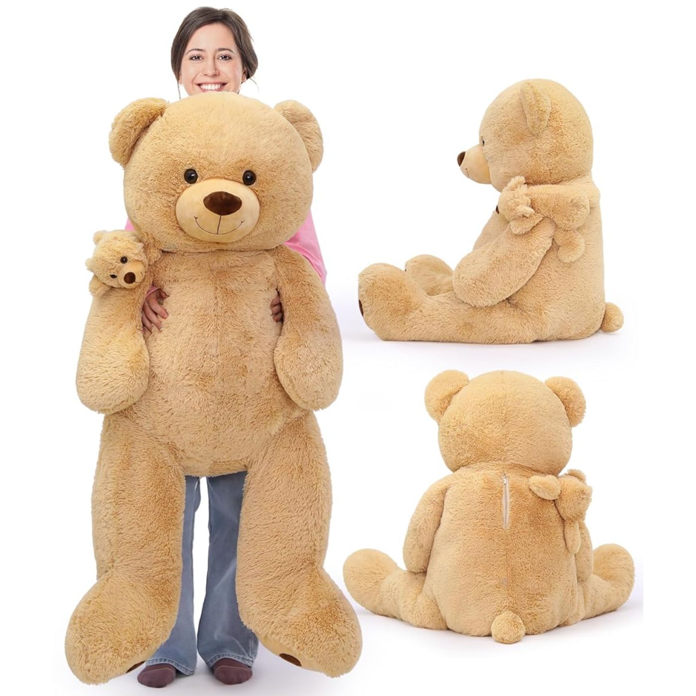 Giant Teddy Bear Plush Toys - Valentine's Day Teddy Bears - Baby Shower Theme Teddy Bear Stuffed Animals - 5 FT Brown Teddy Bears - Bear Mom and Her Baby - Stuffed Animal Babies with Their Mom - Massive Teddy Bear Stuffed Animals - Teddy Bear Theme Baby Shower Decoration