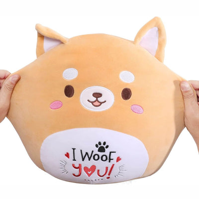 Corgi Akita Stuffed Animal Throw Pillow, 12 Inches