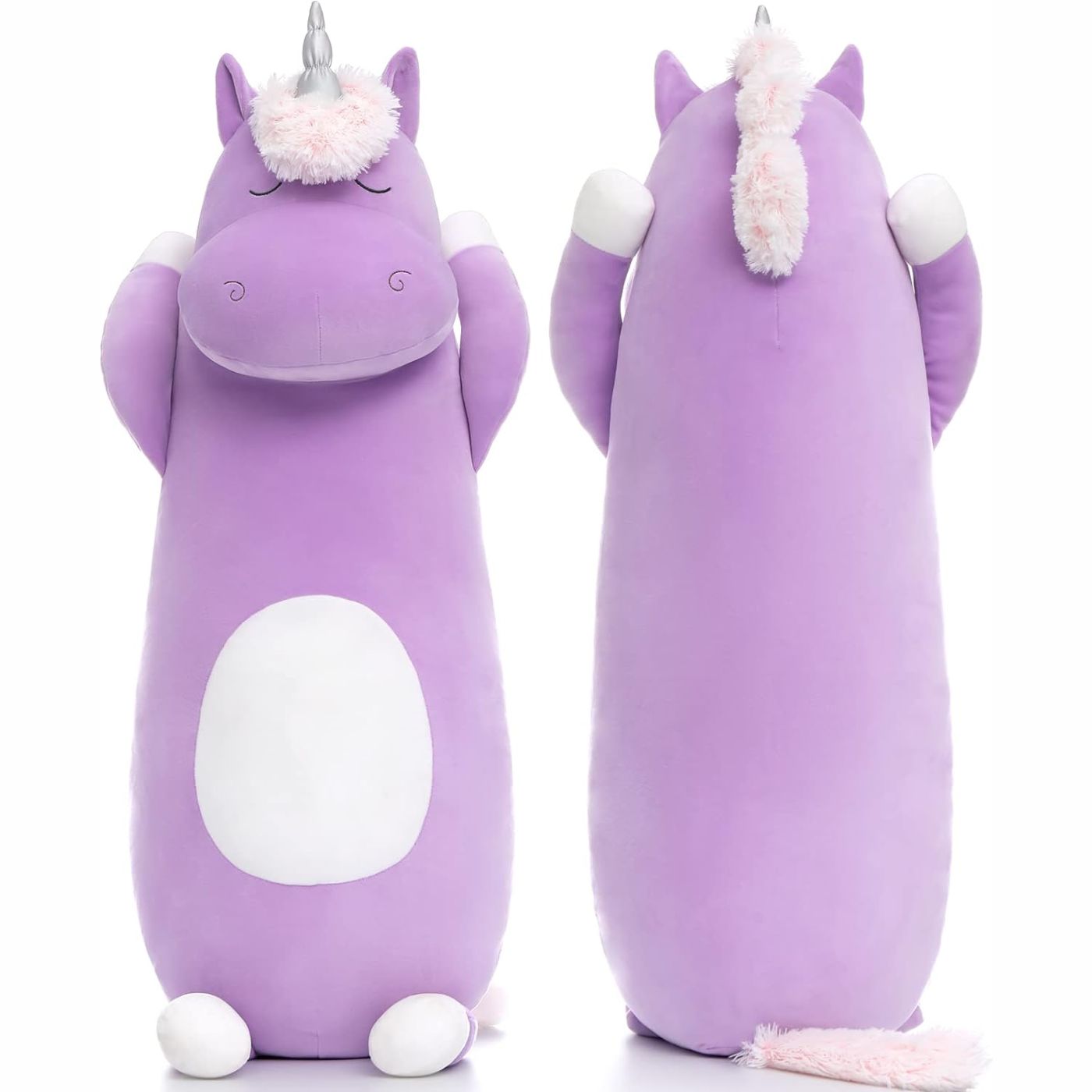 Giant Unicorn Body Pillow, Purple, 23.6/36.2 Inches - MorisMos Stuffed Animals