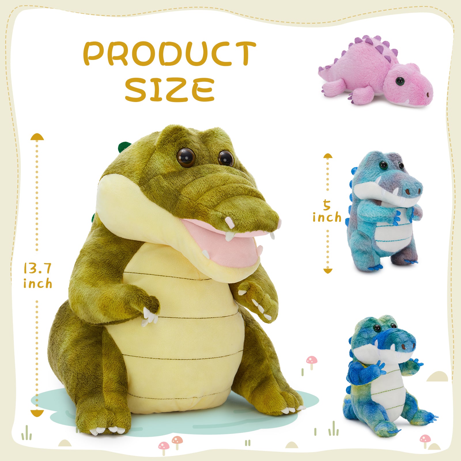 Crocodile Plush Toys Alligator Stuffed Animals, 13.7 Inches