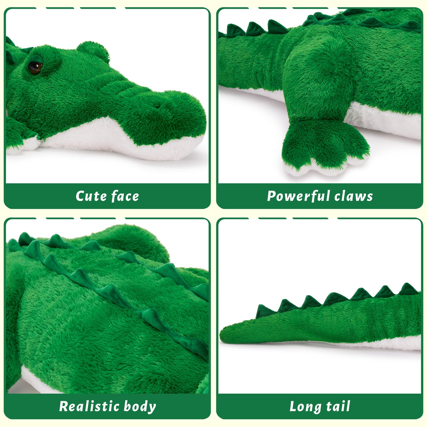 Alligator Stuffed Animals Crocodile Plush Toy, Green, 67 Inches