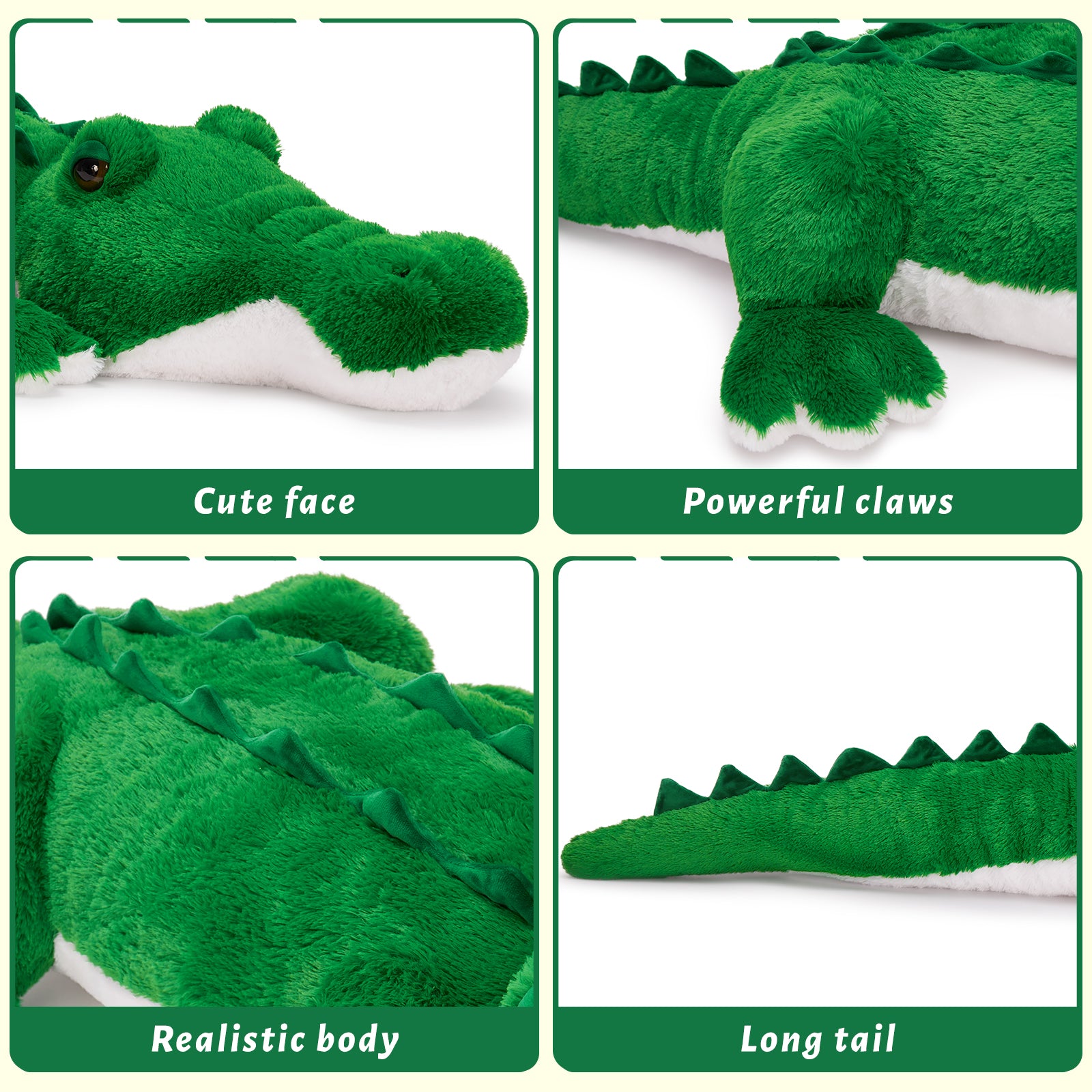 Alligator Stuffed Animals Crocodile Plush Toy, Brown/Green, 67 Inches