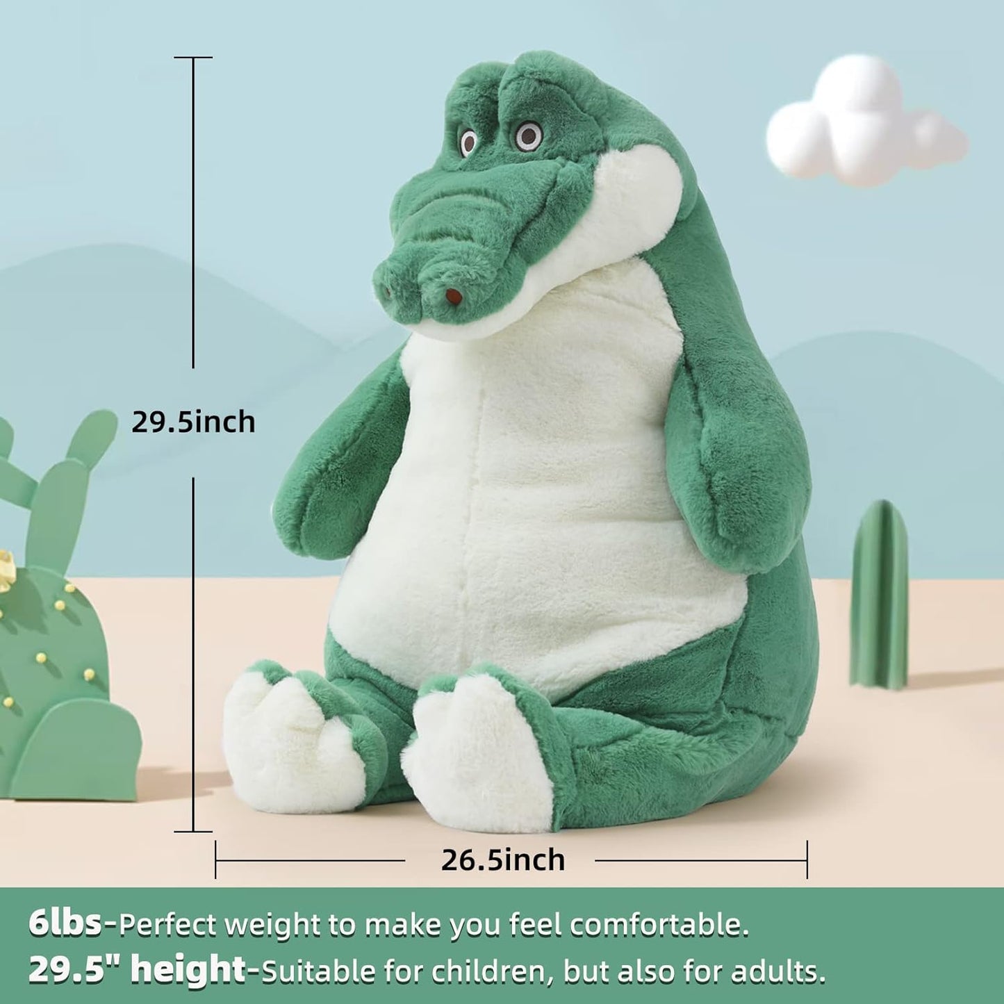 Crocodile Weighted Stuffed Toy, 29.5 Inches