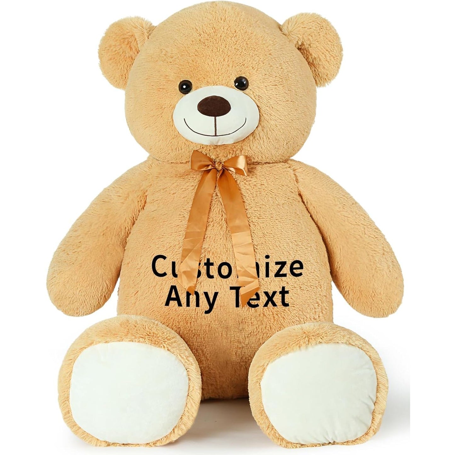 Custom Teddy Bear Plush Toy with Custom Text - Light Brown Customized Teddy Bear 51 Inches - Stuffed Animal Personalized Gift - Personalized Gift for Anniversary, Graduation, Christmas, Valentine's Day, Mother's Day, Baby Shower - Sweet Gift for Girlfriend, Boyfriend - Free Shipping 