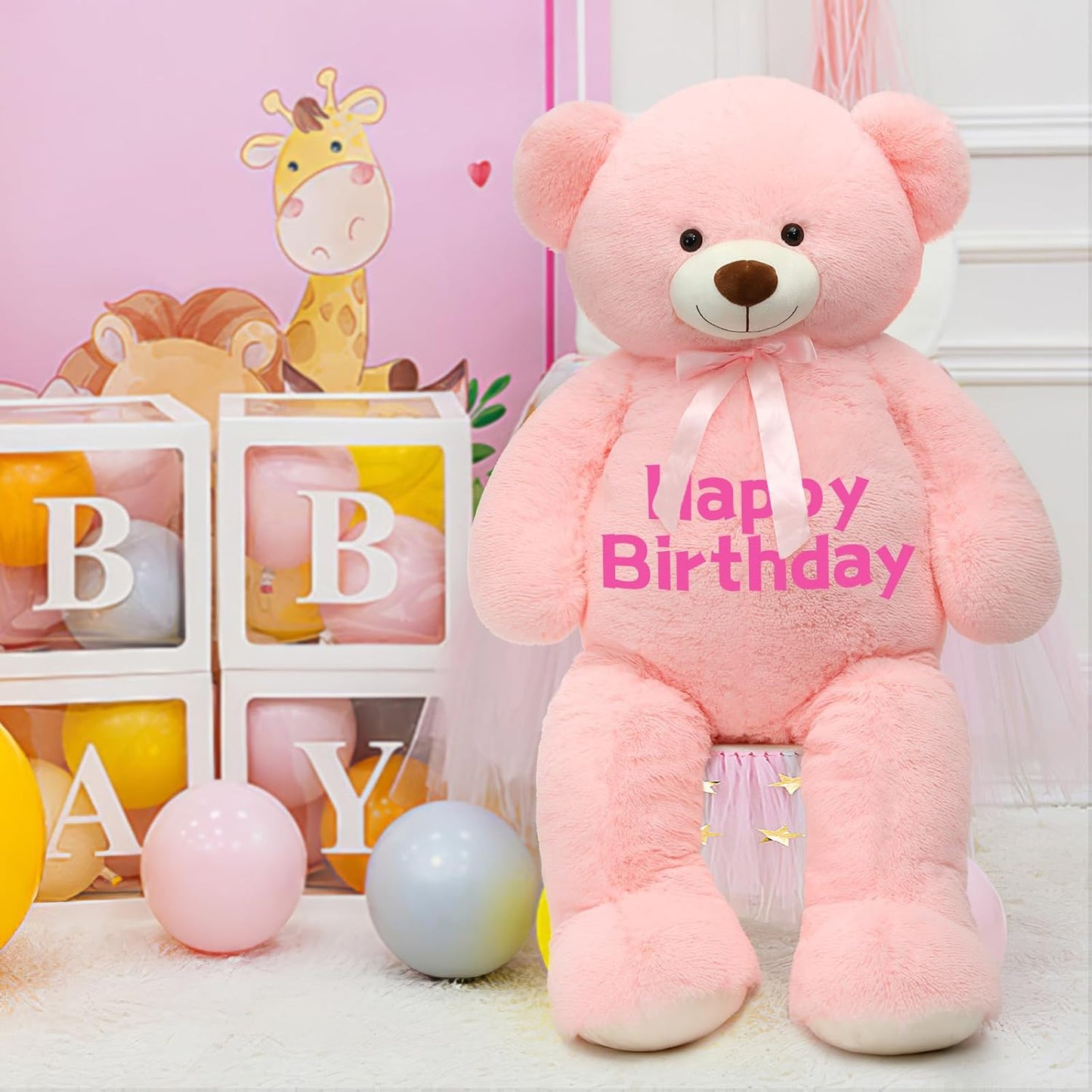 Custom Teddy Bear Plush Toy with Custom Text - Pink Customized Teddy Bear 51 Inches - Stuffed Animal Personalized Gift - Personalized Gift for Anniversary, Graduation, Christmas, Valentine's Day, Mother's Day, Baby Shower - Sweet Gift for Girlfriend, Boyfriend - Free Shipping 
