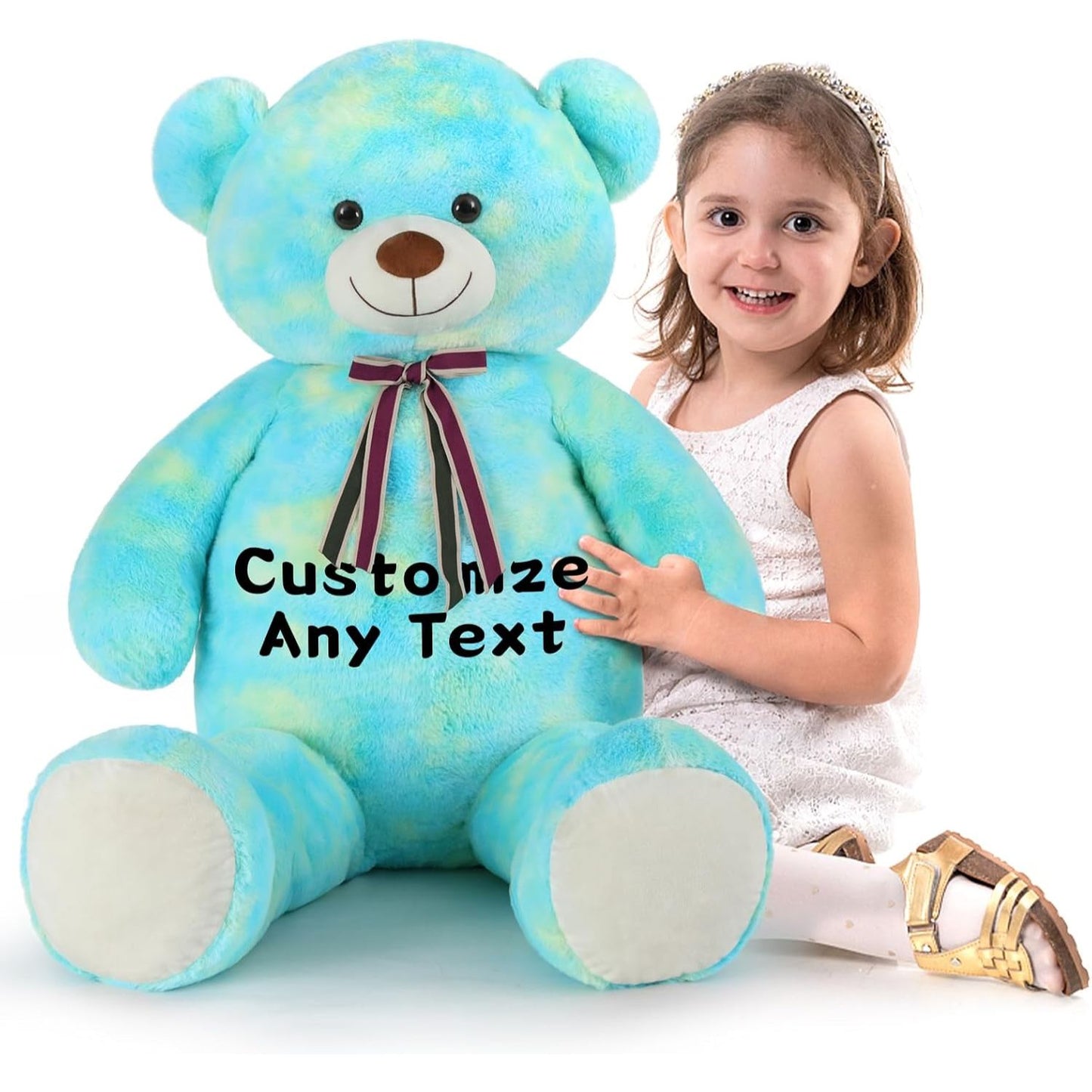 Custom Teddy Bear Plush Toy with Custom Text - Colorful Customized Teddy Bear 51 Inches - Stuffed Animal Personalized Gift - Personalized Gift for Anniversary, Graduation, Christmas, Valentine's Day, Mother's Day, Baby Shower - Sweet Gift for Girlfriend, Boyfriend - Free Shipping 
