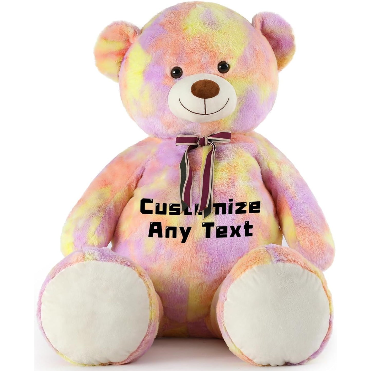 Custom Teddy Bear Plush Toy with Custom Text - Colorful Customized Teddy Bear 51 Inches - Stuffed Animal Personalized Gift - Personalized Gift for Anniversary, Graduation, Christmas, Valentine's Day, Mother's Day, Baby Shower - Sweet Gift for Girlfriend, Boyfriend - Free Shipping 
