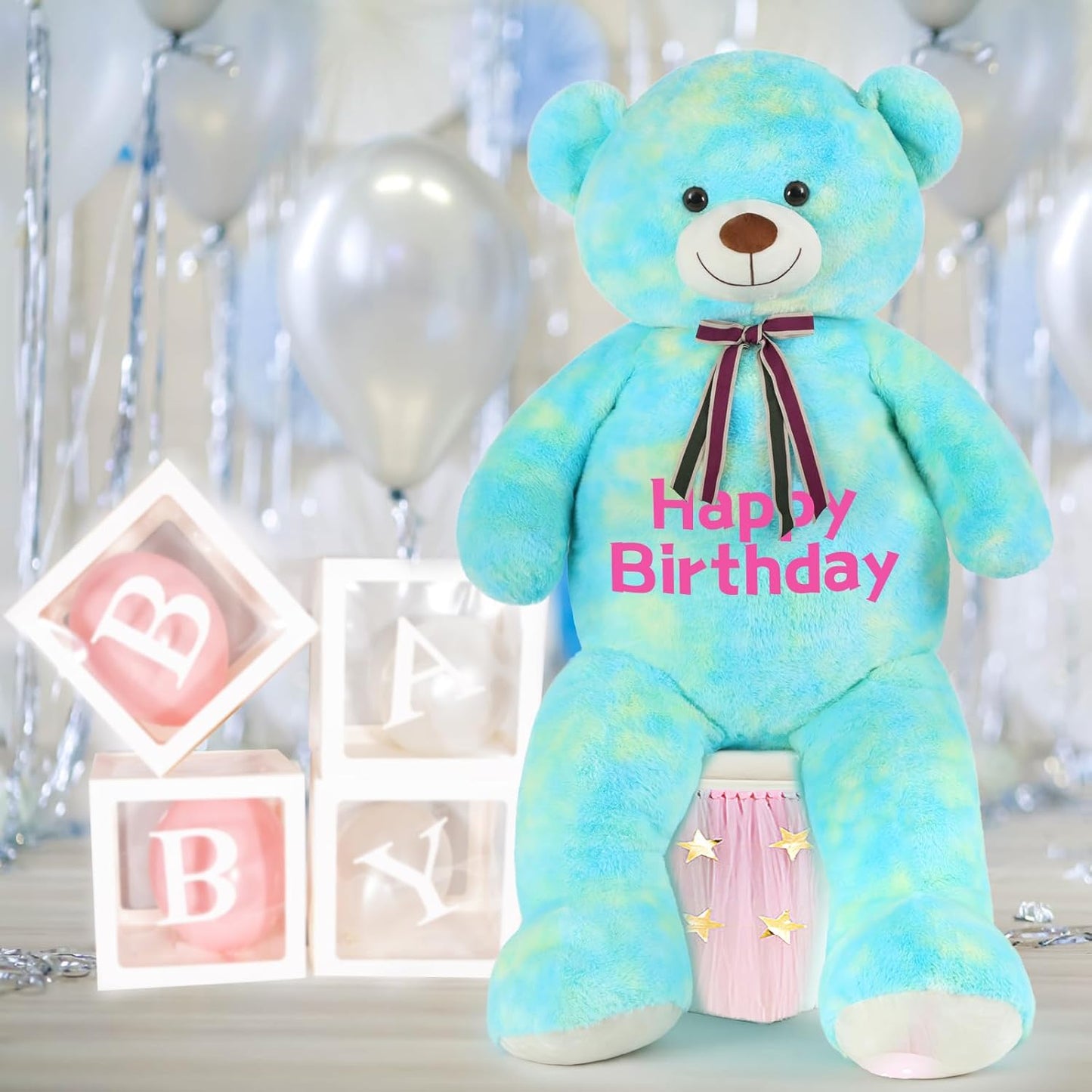 Custom Teddy Bear Plush Toy with Custom Text - Colorful Customized Teddy Bear 51 Inches - Stuffed Animal Personalized Gift - Personalized Gift for Anniversary, Graduation, Christmas, Valentine's Day, Mother's Day, Baby Shower - Sweet Gift for Girlfriend, Boyfriend - Free Shipping 
