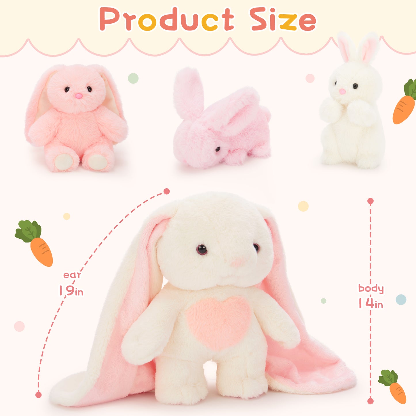 Floppy Ear Bunny Stuffed Animals Easter Rabbit Plushies, 14 Inches