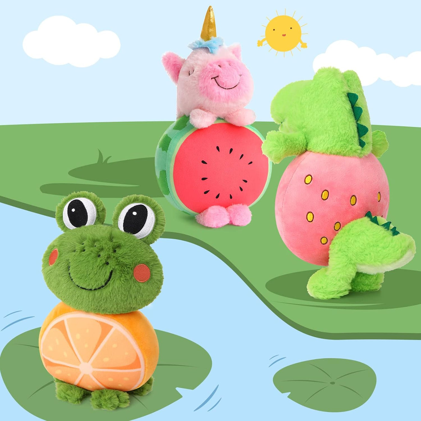 Cute Fruit Stuffed Animal Toy Set, 10.7 Inches