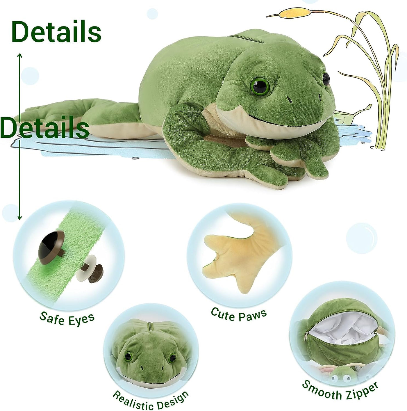 Frog Stuffed Animal Toy Set, 20 Inches