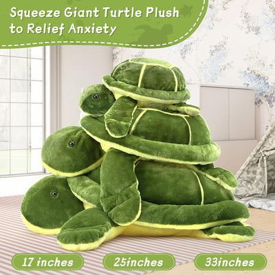 Cute Turtle Plush Toy, Green, 17/25/33 Inches