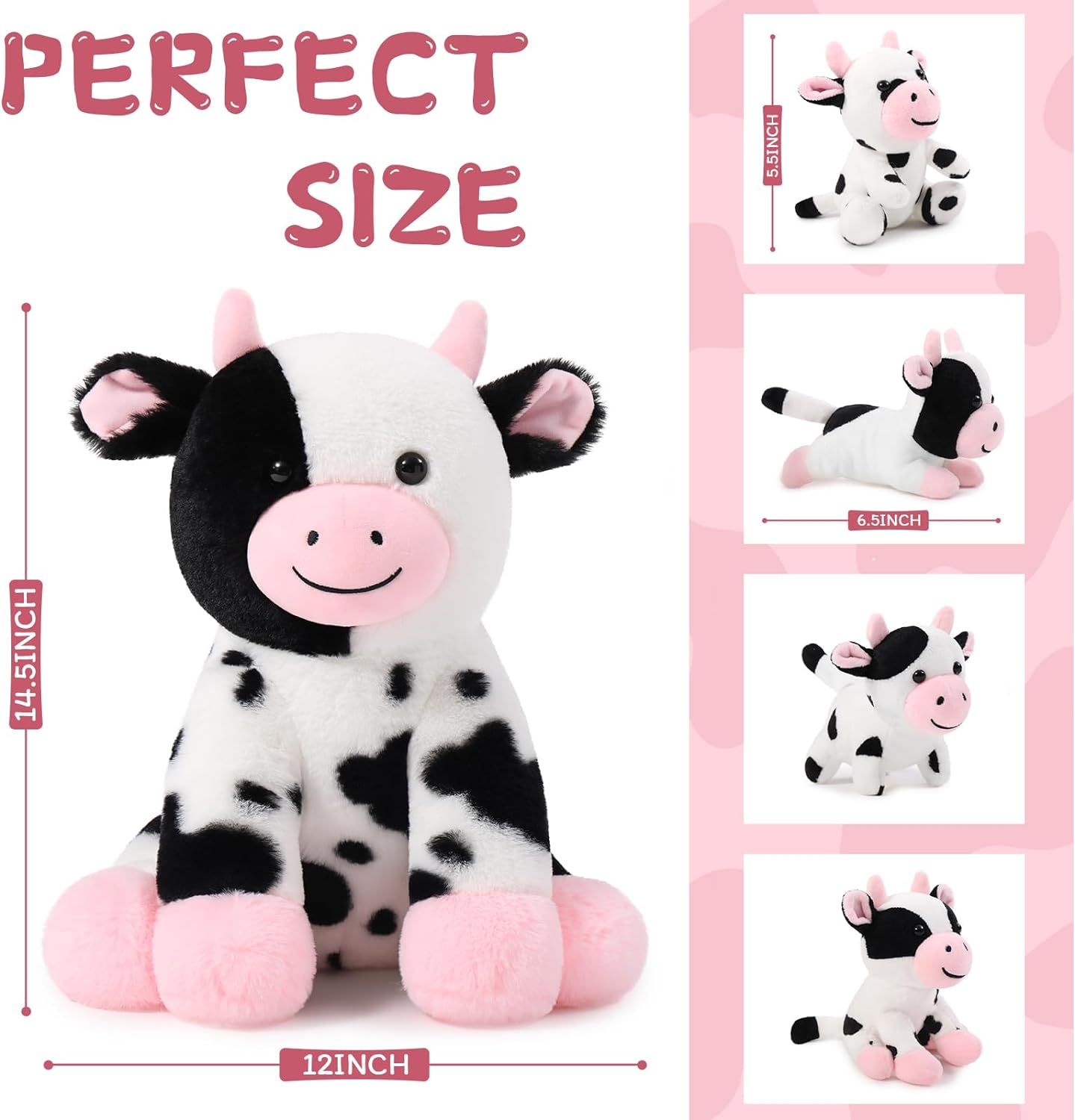 Dairy Cattle Plush Toys, Balck&White, 14.6 Inches - MorisMos Stuffed Animals