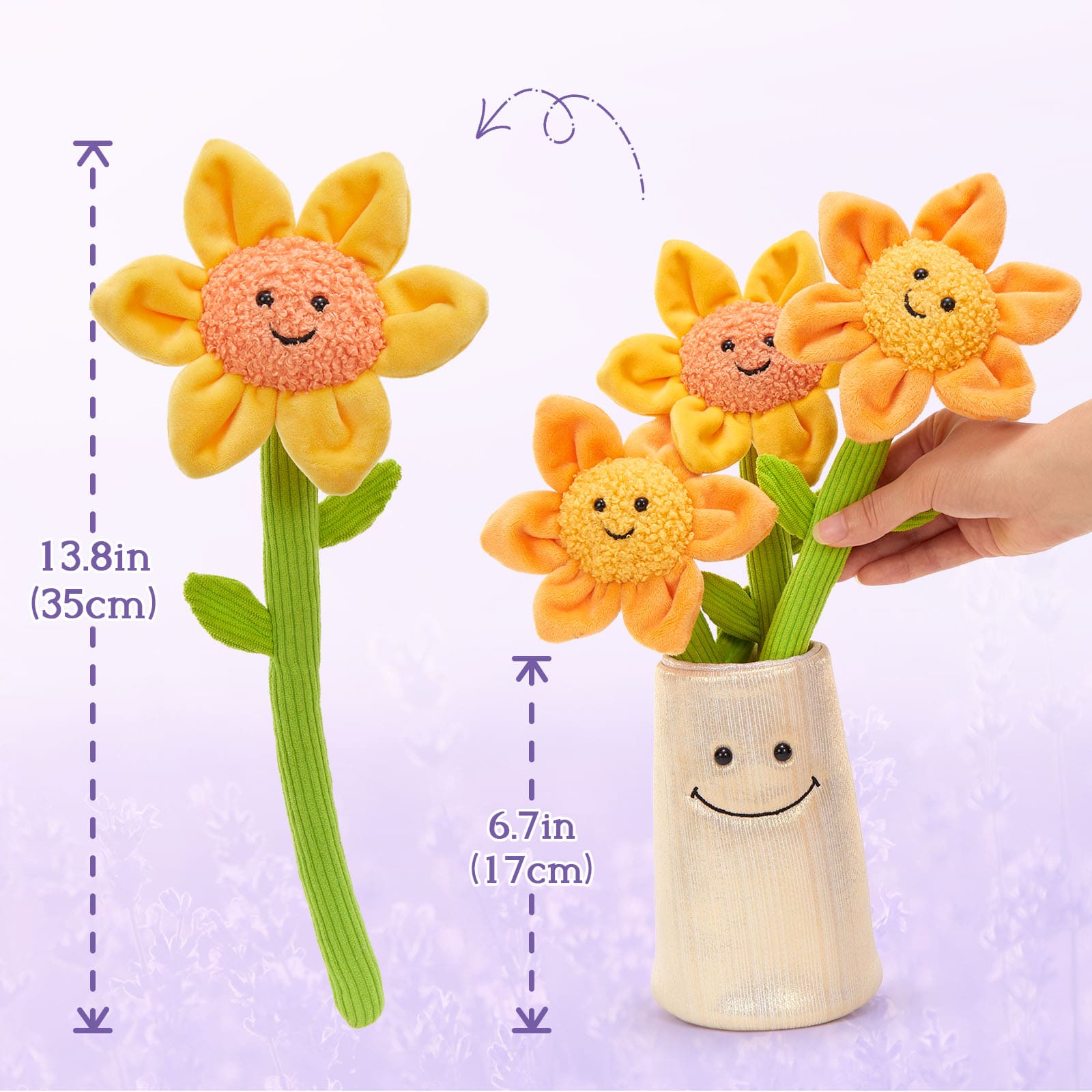 Daisy Flower Plush Toys Emotional Support Flowers, 13.8 Inches
