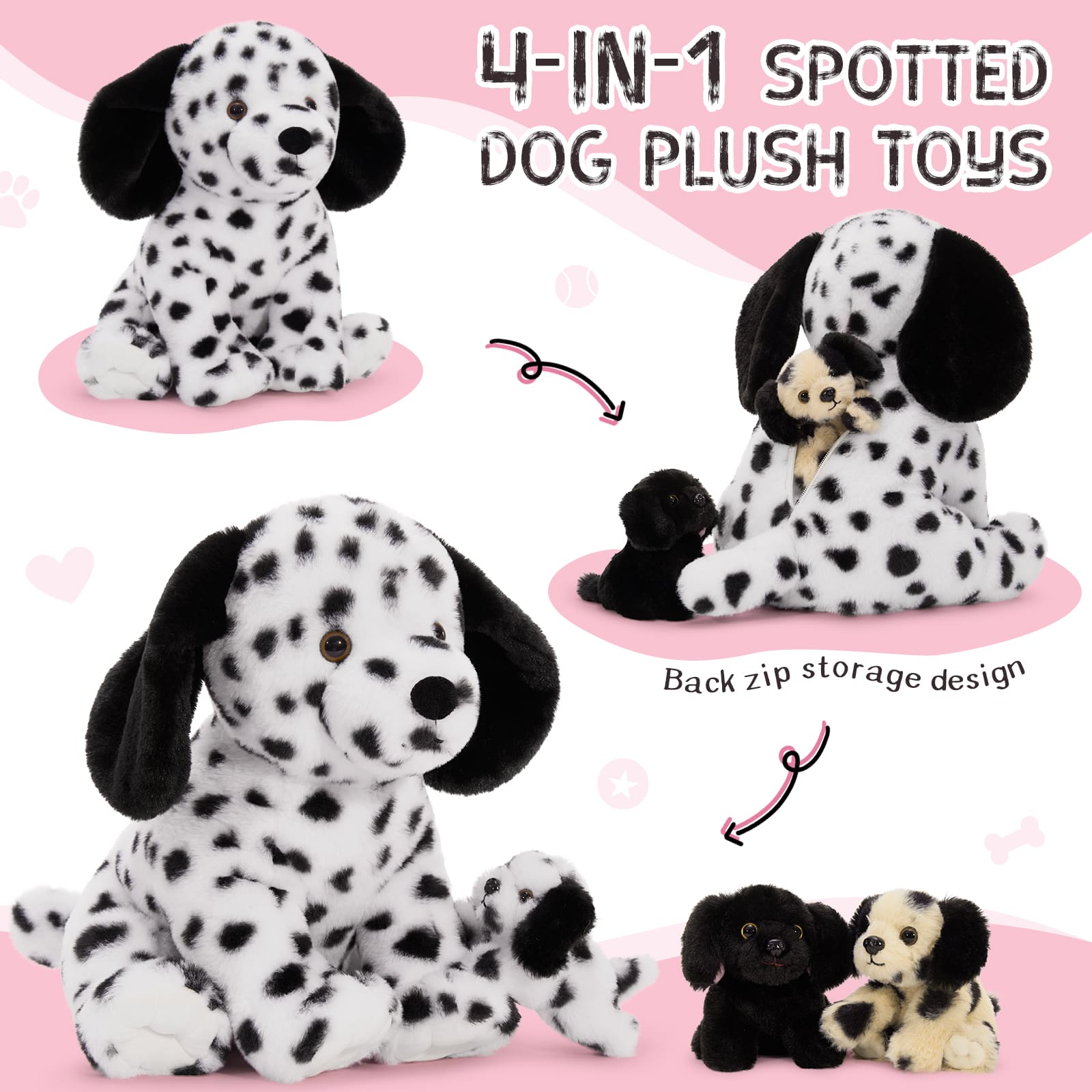 Dalmatian Stuffed Animals Puppy Plush Toys, 11.8 Inches