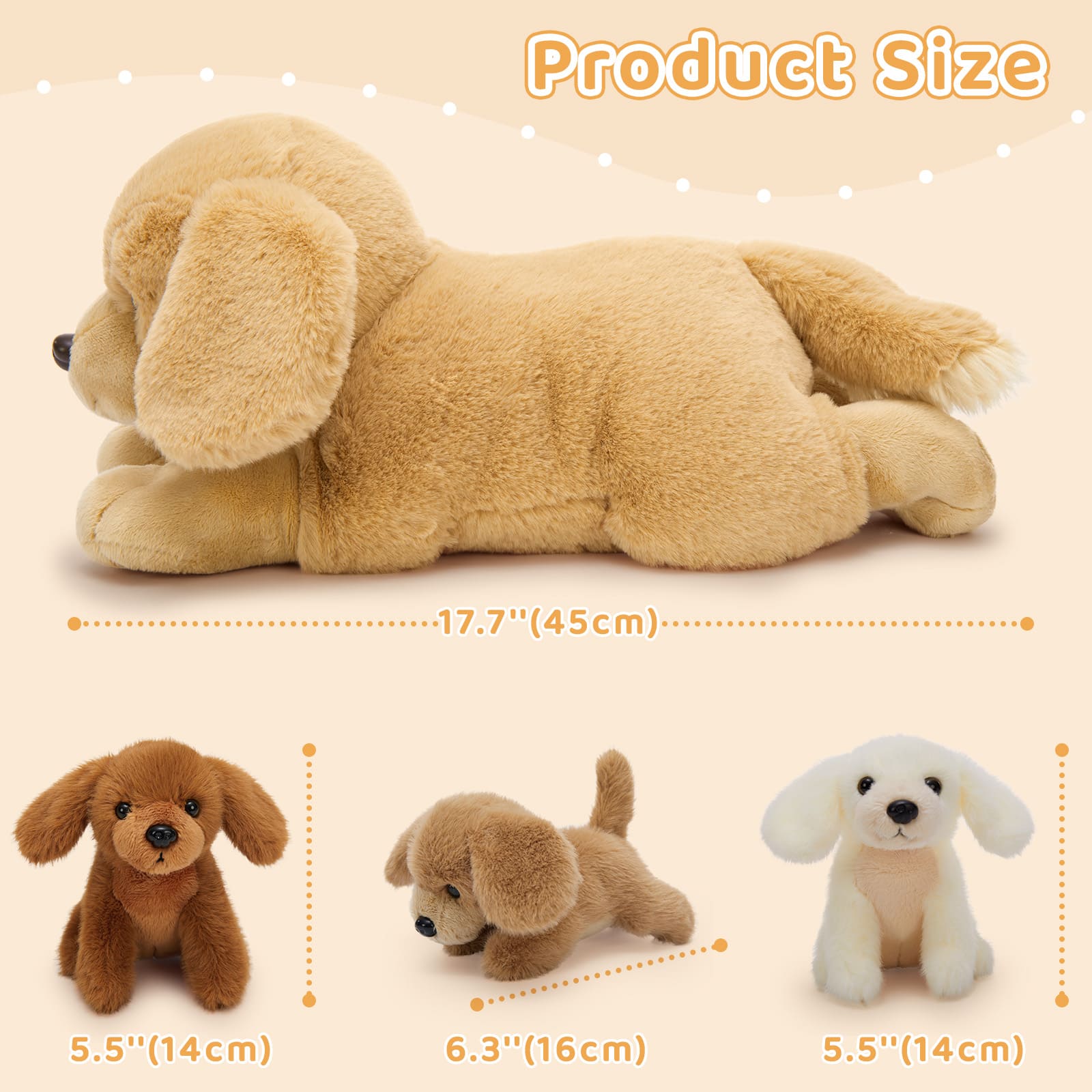 3 Golden Retriever Stuffed Animal Babies with Their Mom, 17.7 Inches