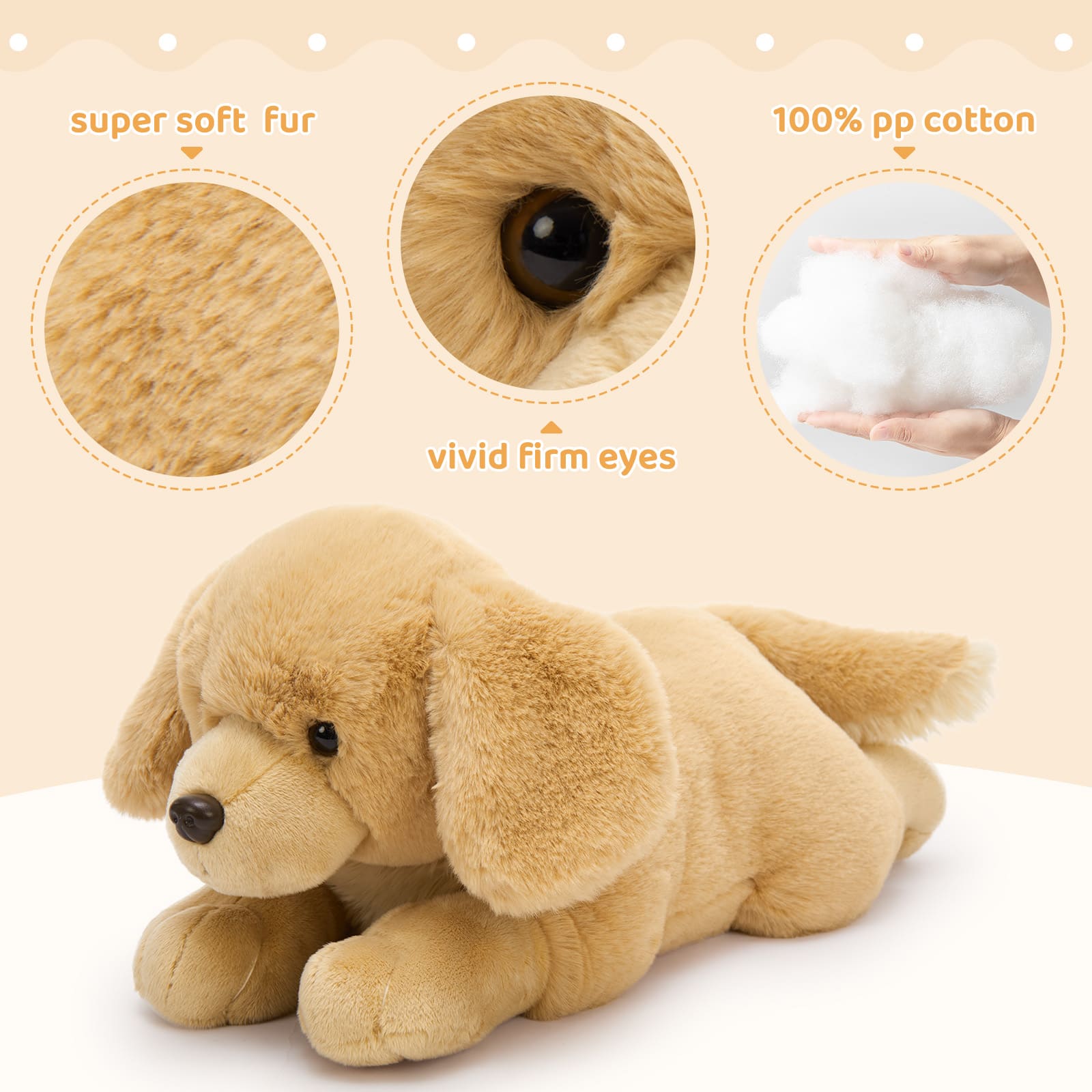 3 Golden Retriever Stuffed Animal Babies with Their Mom, 17.7 Inches