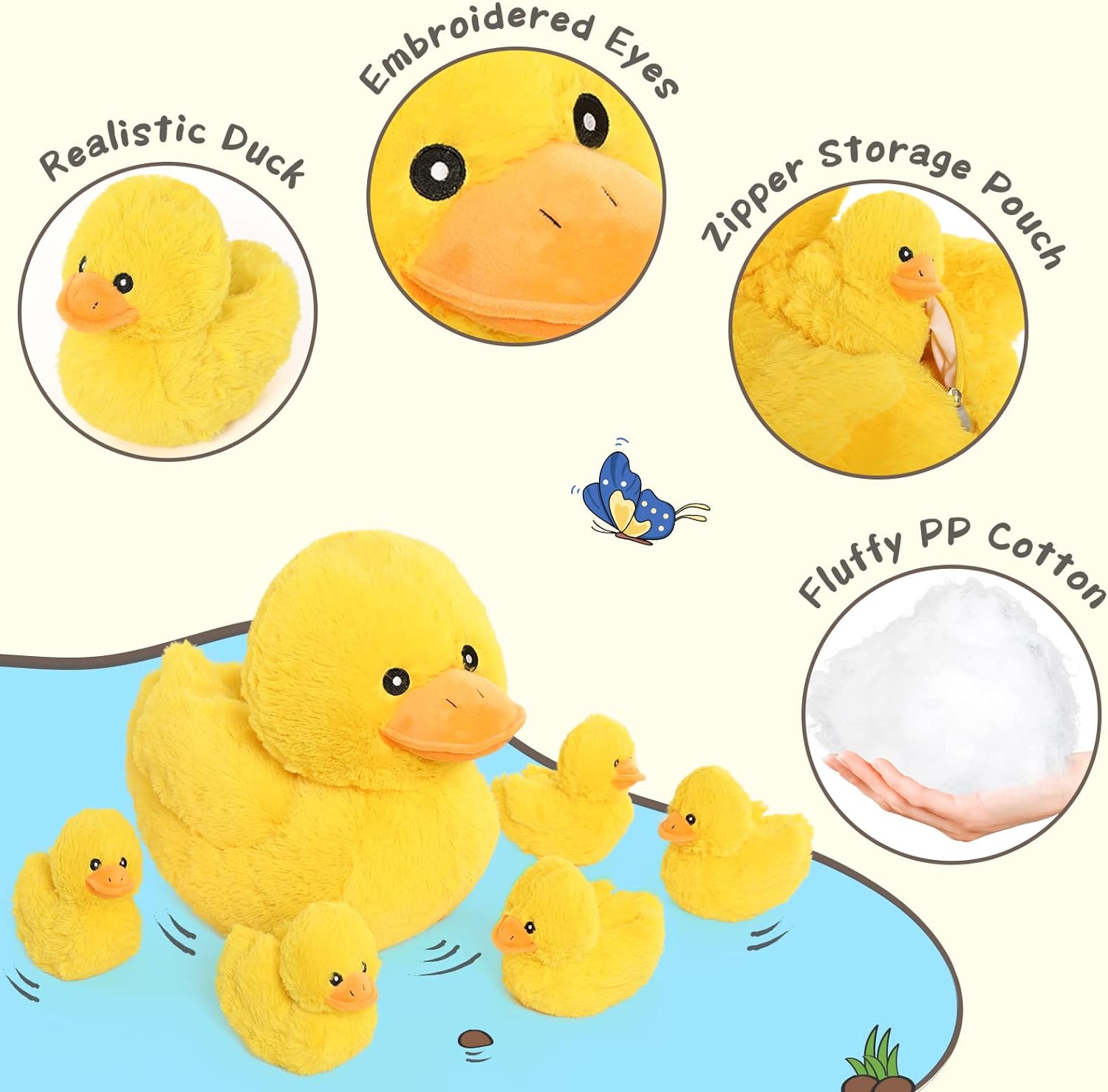 Duck Stuffed Animals Duckling Plush Toys, Yellow, 16 Inches
