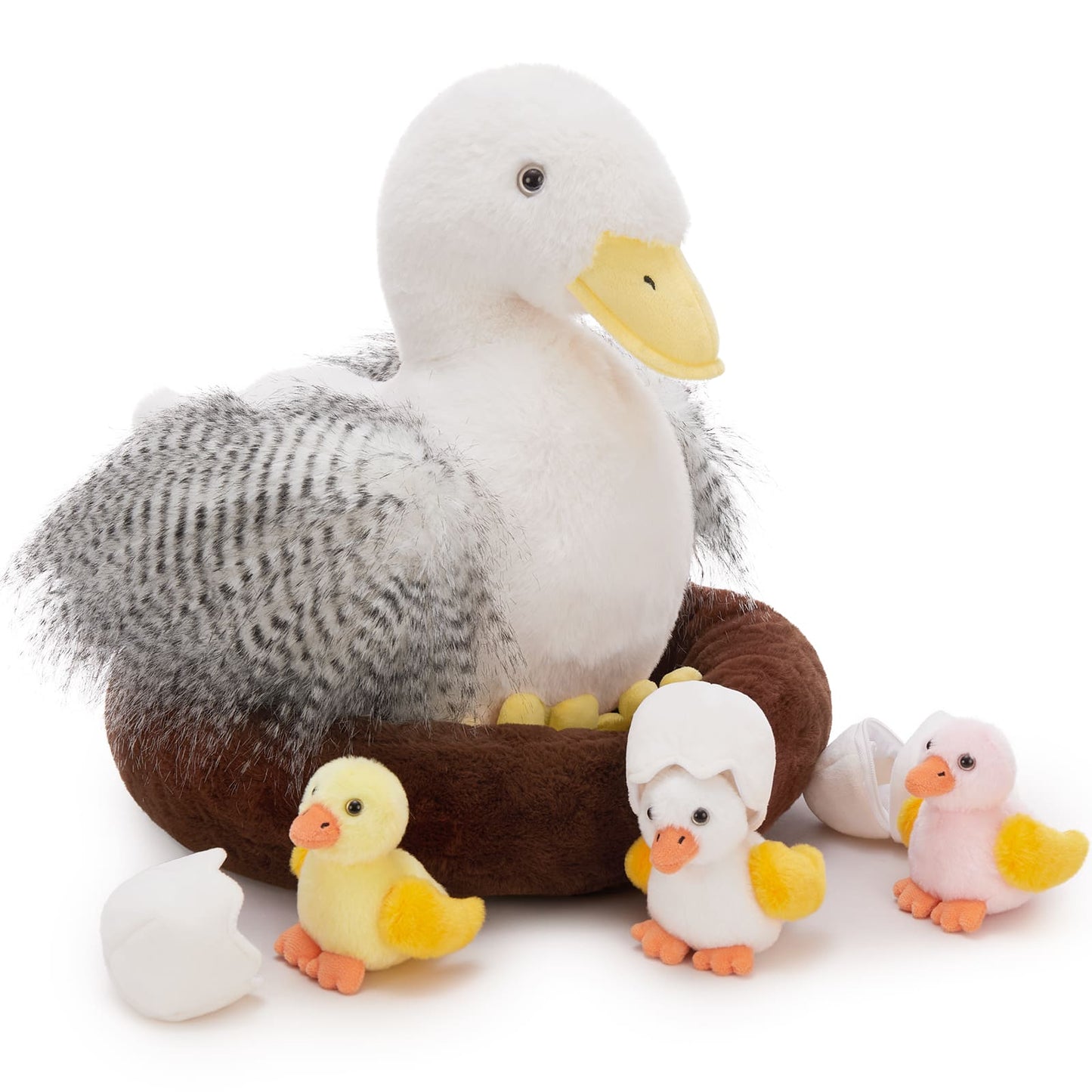 Lifelike Duck Stuffed Animals - Realistic Duckling Plush Toys - Stuffed Animal Babies with Their Mom - Stuffed Animals with Babies in the Belly - Farm Soft Toys - Cute Duck Plush Dolls - Christmas/Birthday/Baby Shower Gift Ideas - MorisMos Stuffed Animals