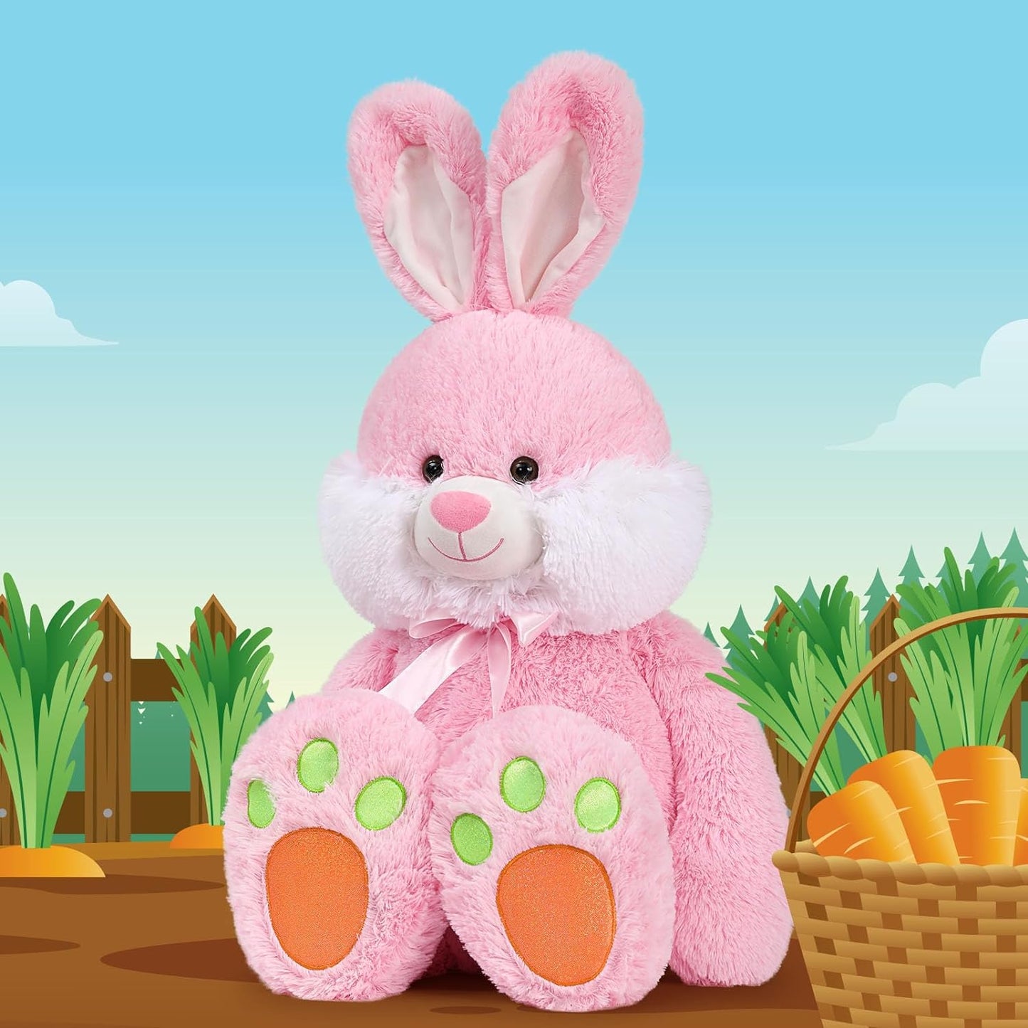 Big Bunny Stuffed Animals - Pink Rabbit Plush Toys - Easter Gift for Children - Cute Cartoon Bunny Plush Pillows - Kid's Hug Plush Friends - Christmas/Birthday/Easter Gift for Kids Teens Adults