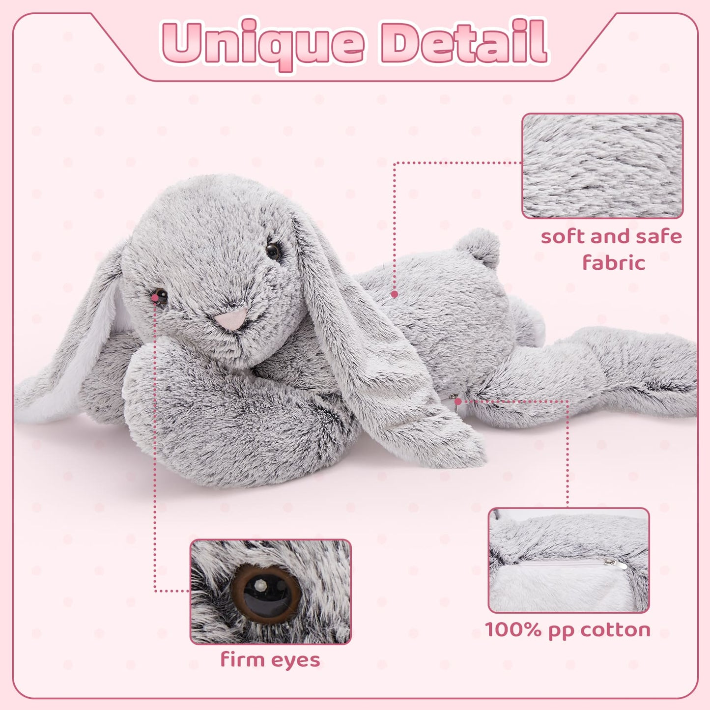 Bunny Plush Toy Rabbit Stuffed Animals, Grey, 31.5 Inches