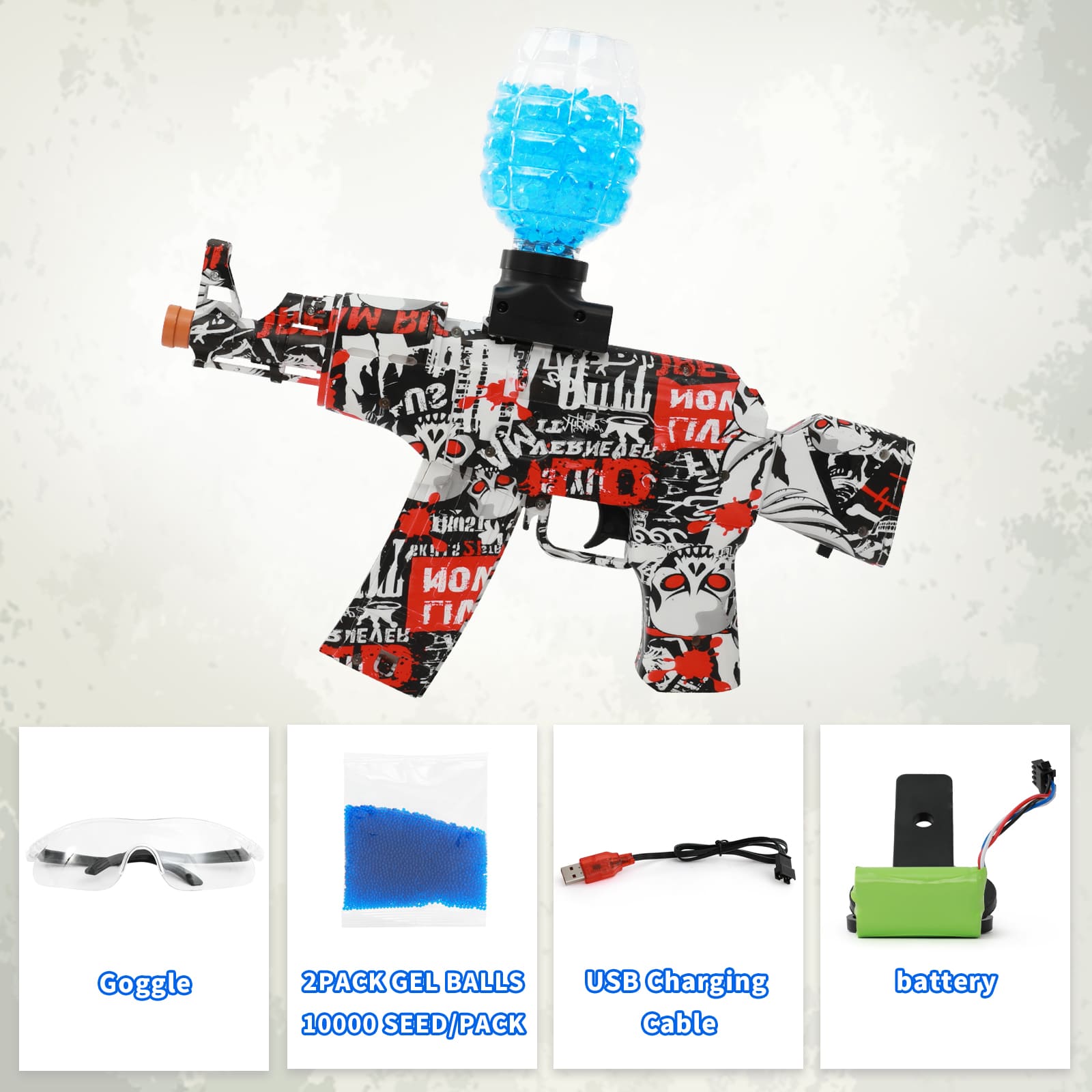 AKM-47 Electric Splatter Ball Blaster Toy Set