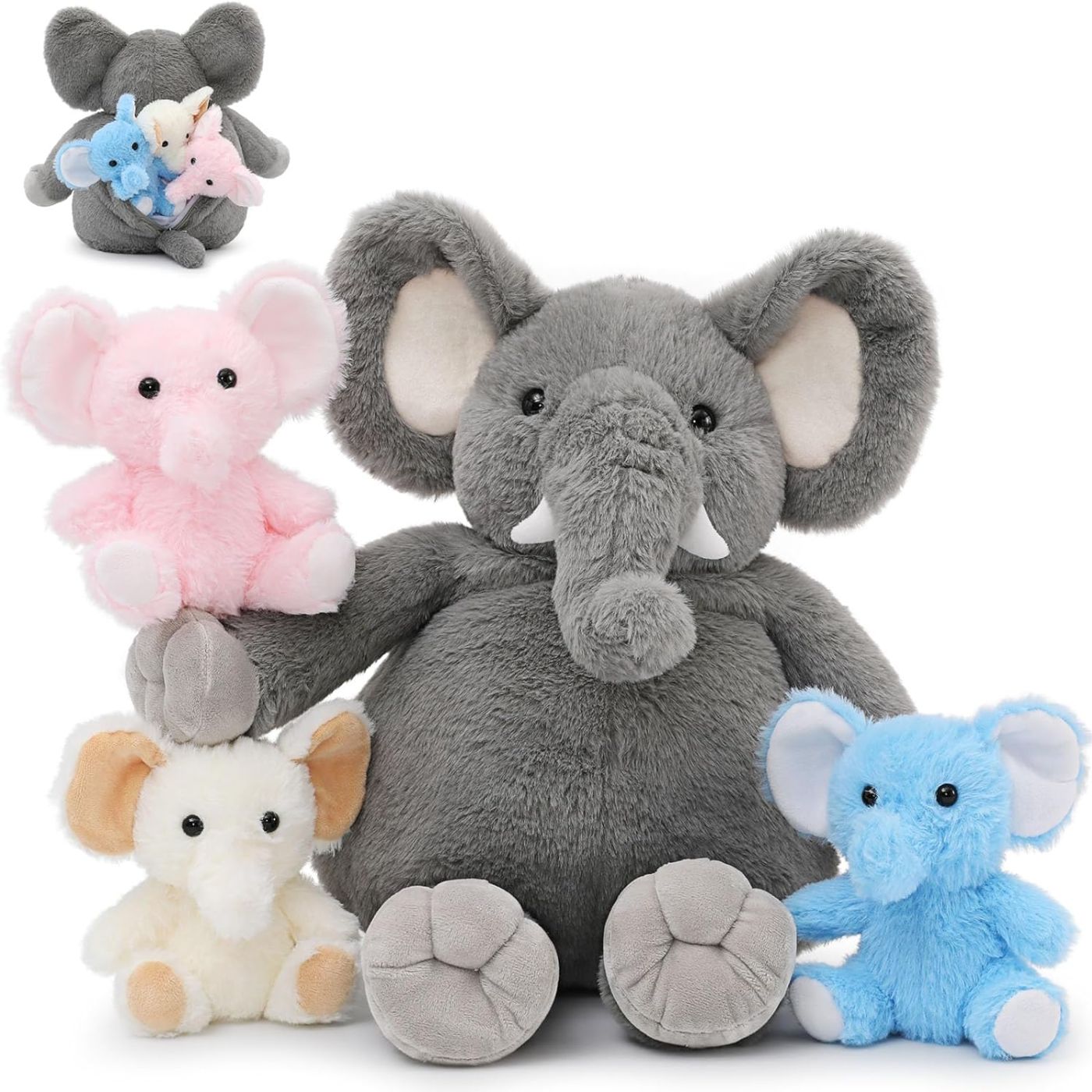 Ensemble de jouets en peluche éléphant, gris, 20 pouces