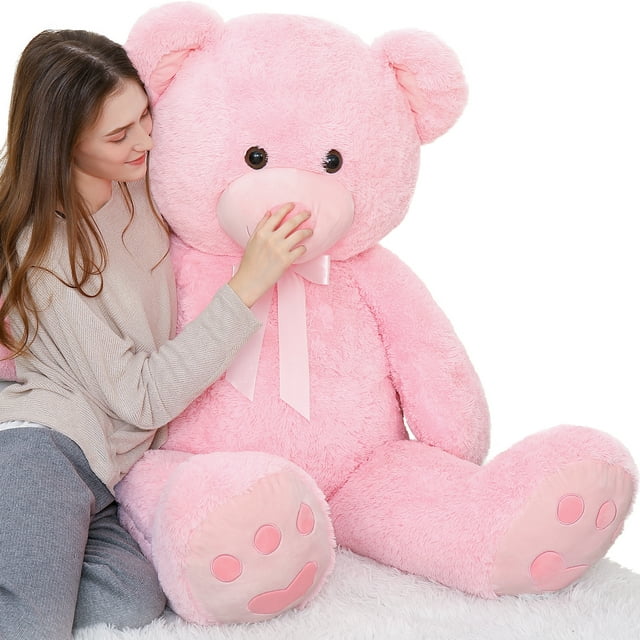 MorisMos 4ft Giant Pink Teddy Bear Stuffed Animal, Big Teddy Bear Plush