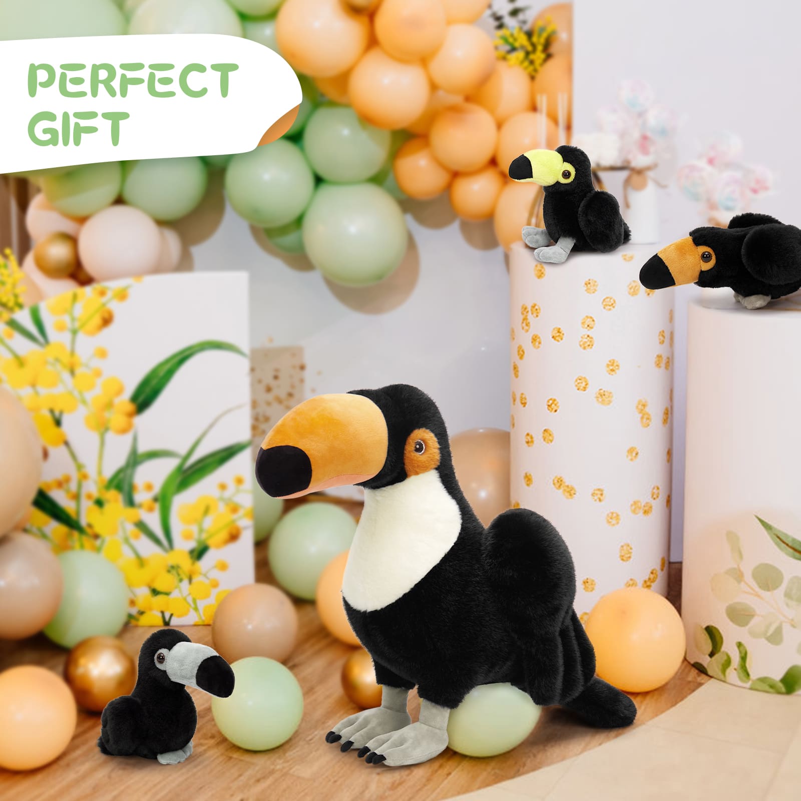 4 Pcs Toucan Stuffed Animals, Black, 23.6 Inches