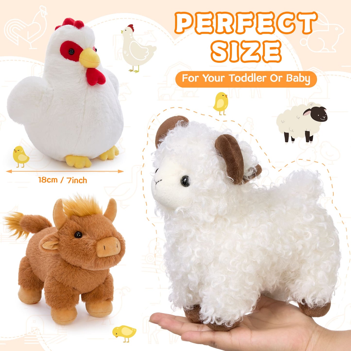 Farm Stuffed Animals Farm Plush Toys - Mini Plush Toy Assortment - Party Favors for Guests - Adopt a Plush Animal - Birthday/Christmas Gift for Children - Free Shipping Now