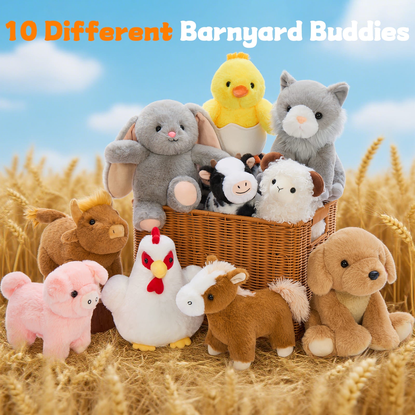 Farm Stuffed Animals Plush Toys, 7.87 Inches