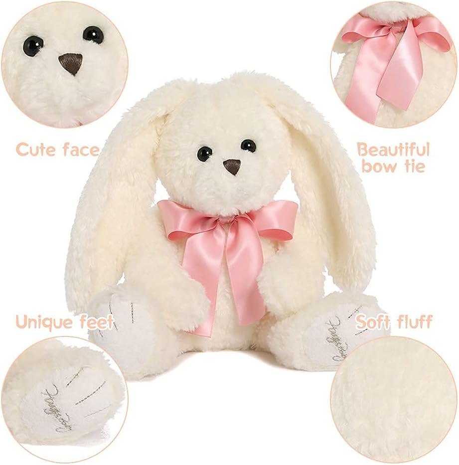 Floppy Ear Bunny Plush Toy, White/Light Brown, 15 Inches