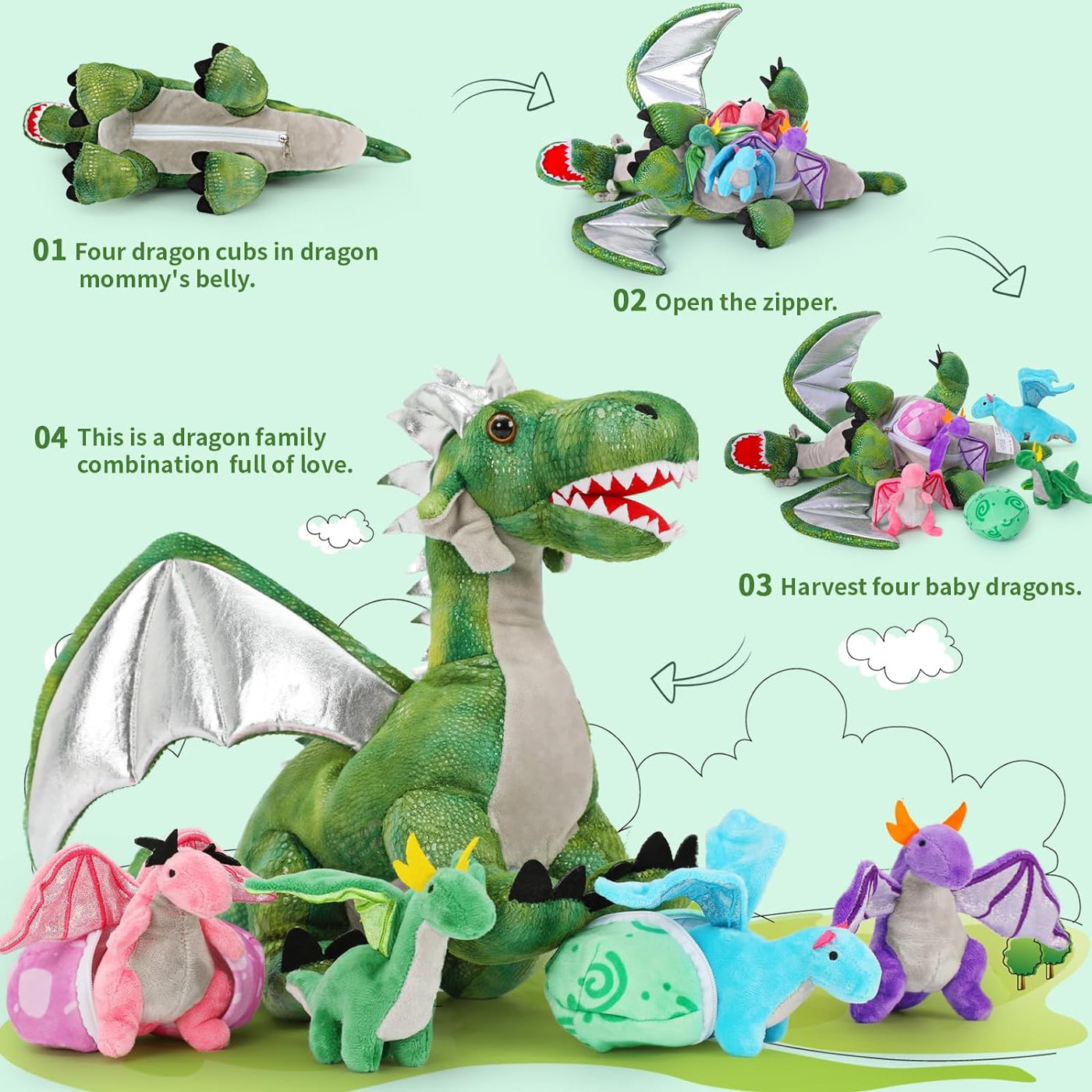 Flying Dragon Stuffed Toy Set, 20 Inches
