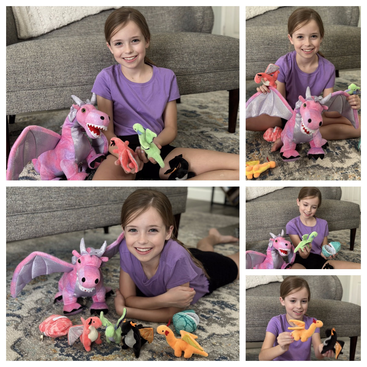 7 Pcs Dragon Stuffed Animals - Dragon Stuffed Animal Babies with Their Mom - Cute Dragon Plush Dolls for Girls Boys - Stuffed Animals with Babies Inside - Dreamy Pink Dragon Plush Toys - Creative Christmas/Birthday Gift for Kids Teens Adults