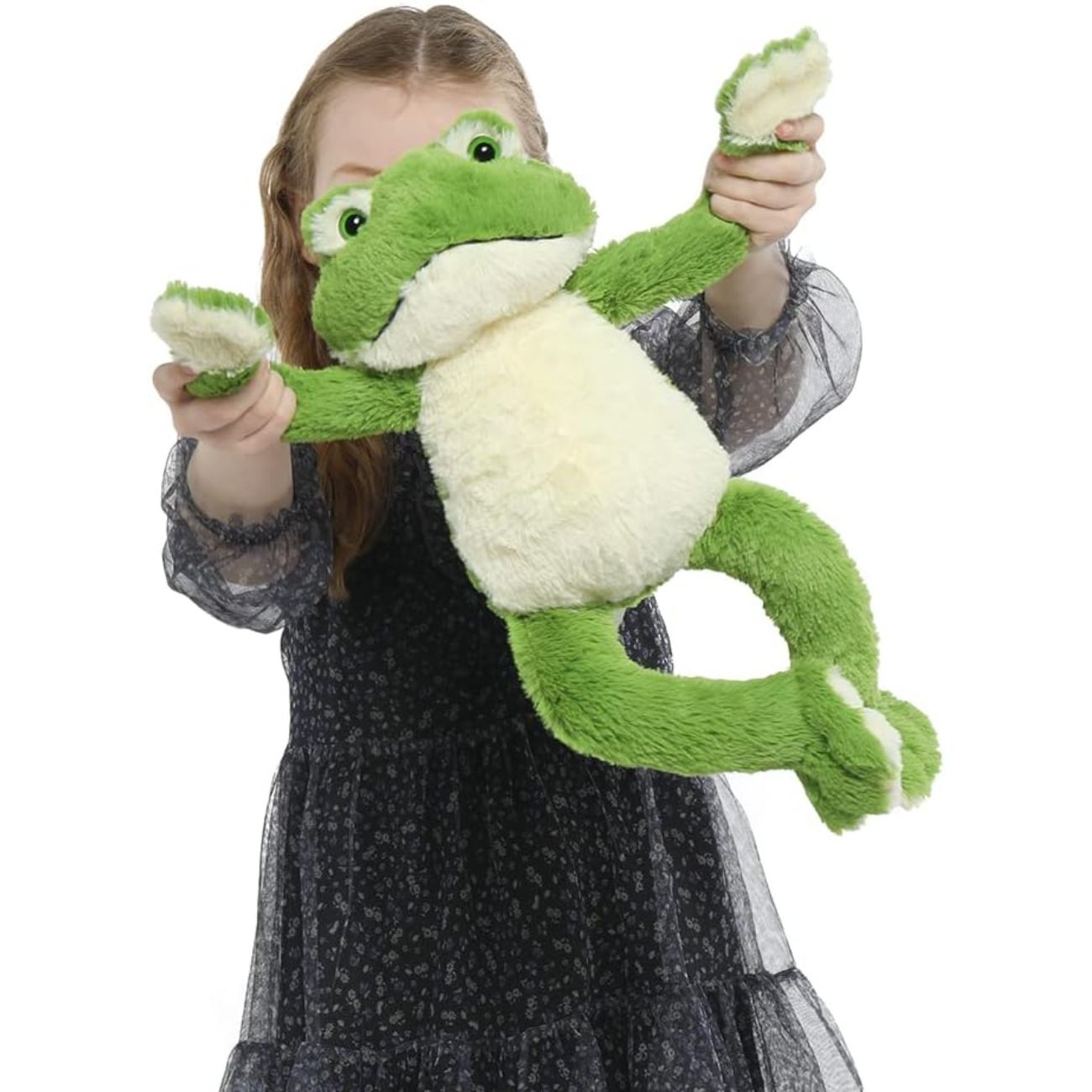 Sitzender Frosch, Stofftier, Grün, 17,7 Zoll