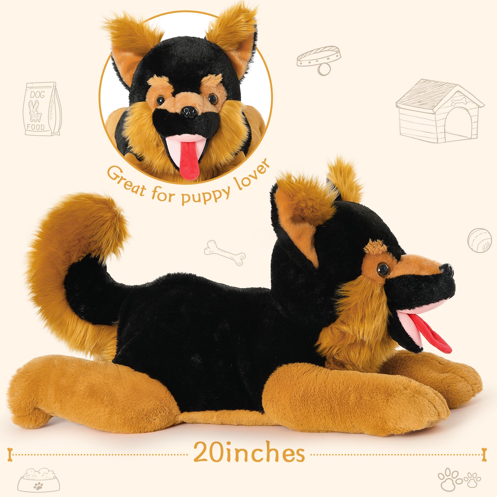 German Shepherd Dog Stuffed Animals, 19.68 Inches