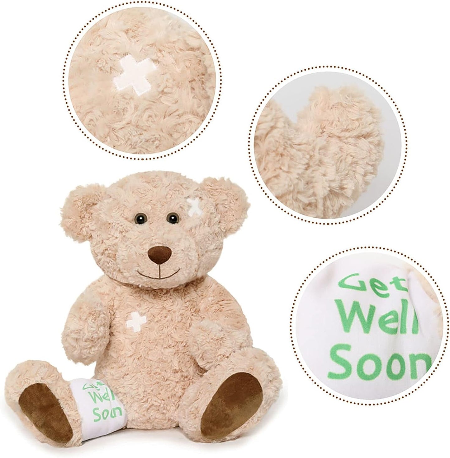 Get Well Soon Teddy Bear, Brown, 13.8 Inches