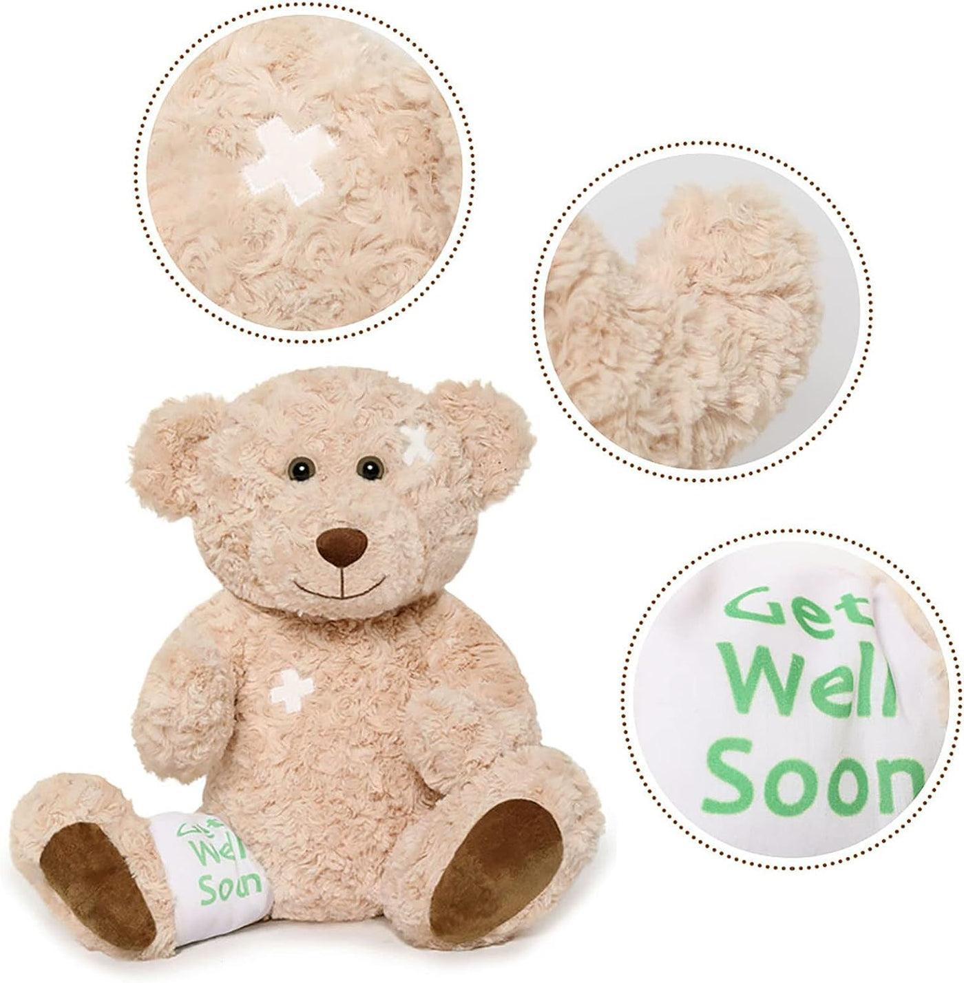 Get Well Soon Teddy Bear, Brown, 13.8 Inches