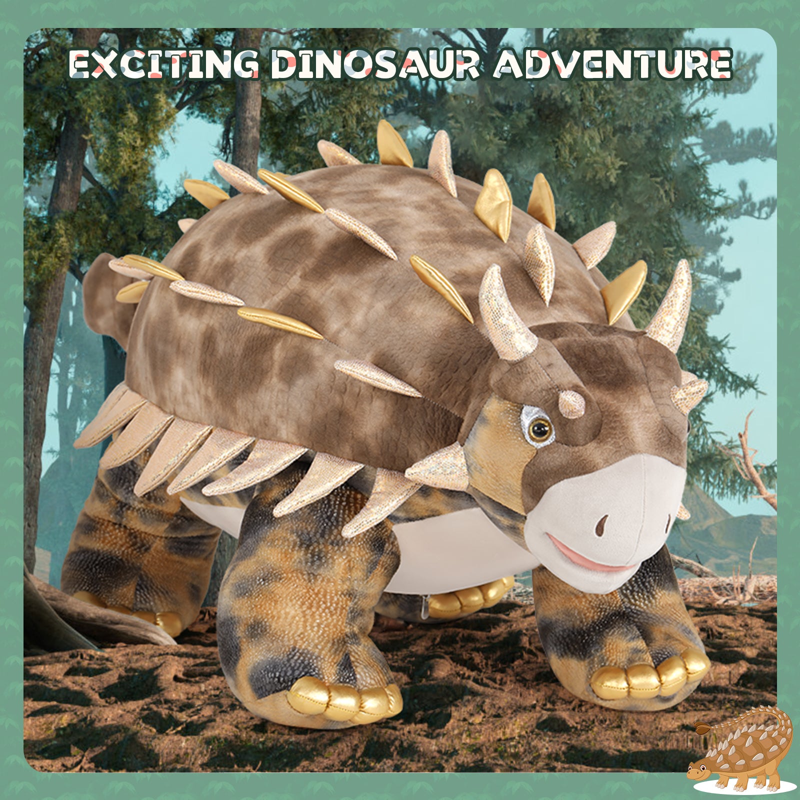 Giant Ankylosaurus Plush Toy Dino Stuffed Animals, 47 Inches