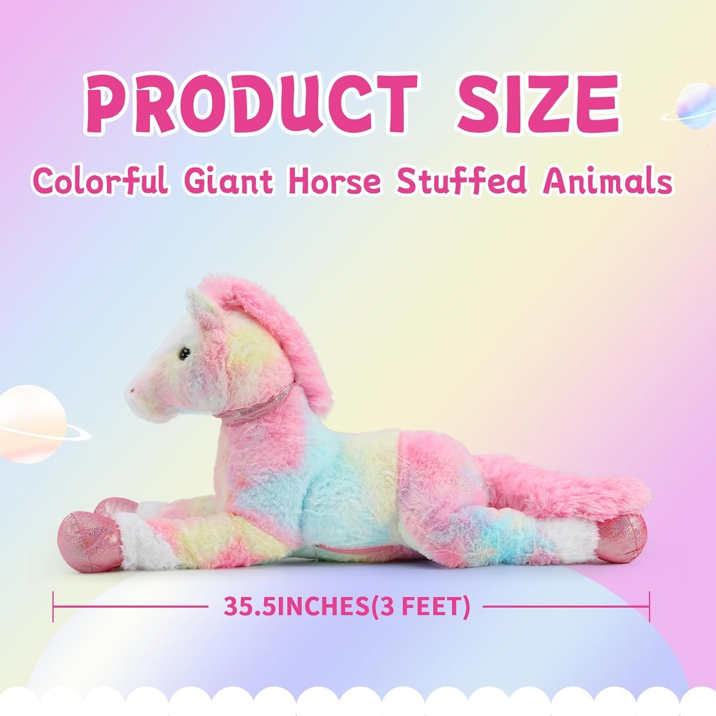 Giant Colorful Horse Stuffed Toy, Pink/Blue, 35/47 Inches