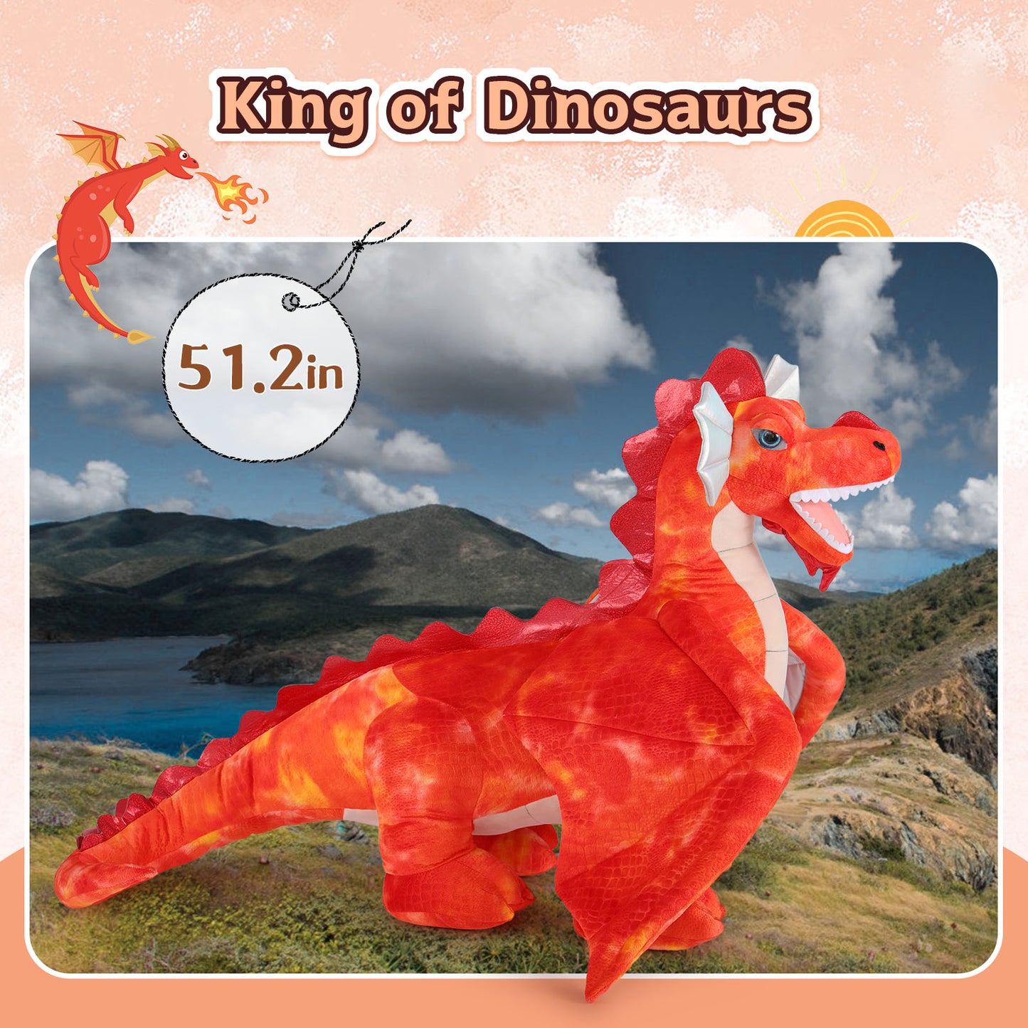 Giant Flying Dragon Plush Toy, Red, 51 Inches - MorisMos Stuffed Animals - Cool Soft Toys - Free Shipping