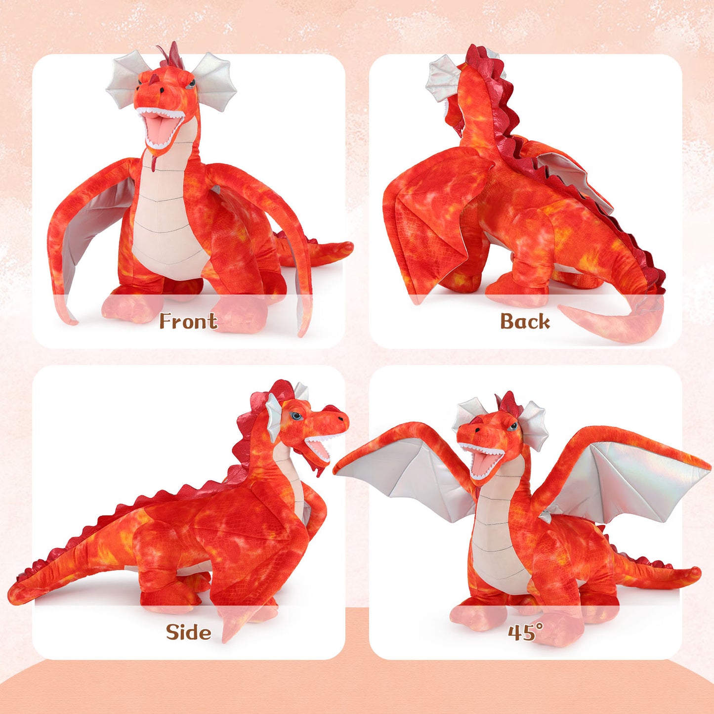 Giant Flying Dragon Plush Toy, Red, 51 Inches - MorisMos Stuffed Animals - Cool Soft Toys - Free Shipping